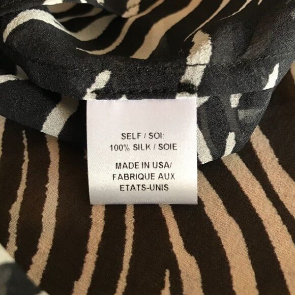 Haute Hippie Black White Button Zebra Animal Print Front Silk Blouse XS - Picture 5 of 6